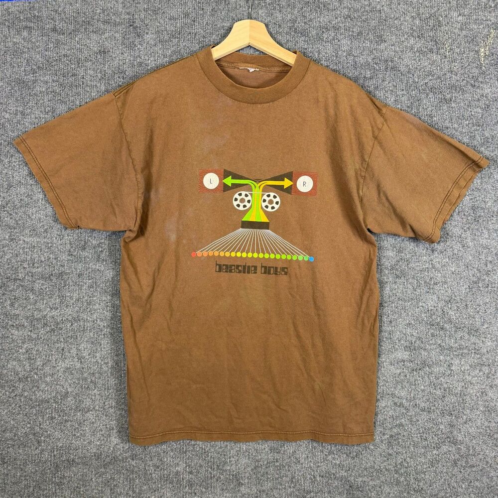 Beastie Boys Vintage T Shirt Men's L Brown Graphic Band Tee Rap Concert Tour Y2K